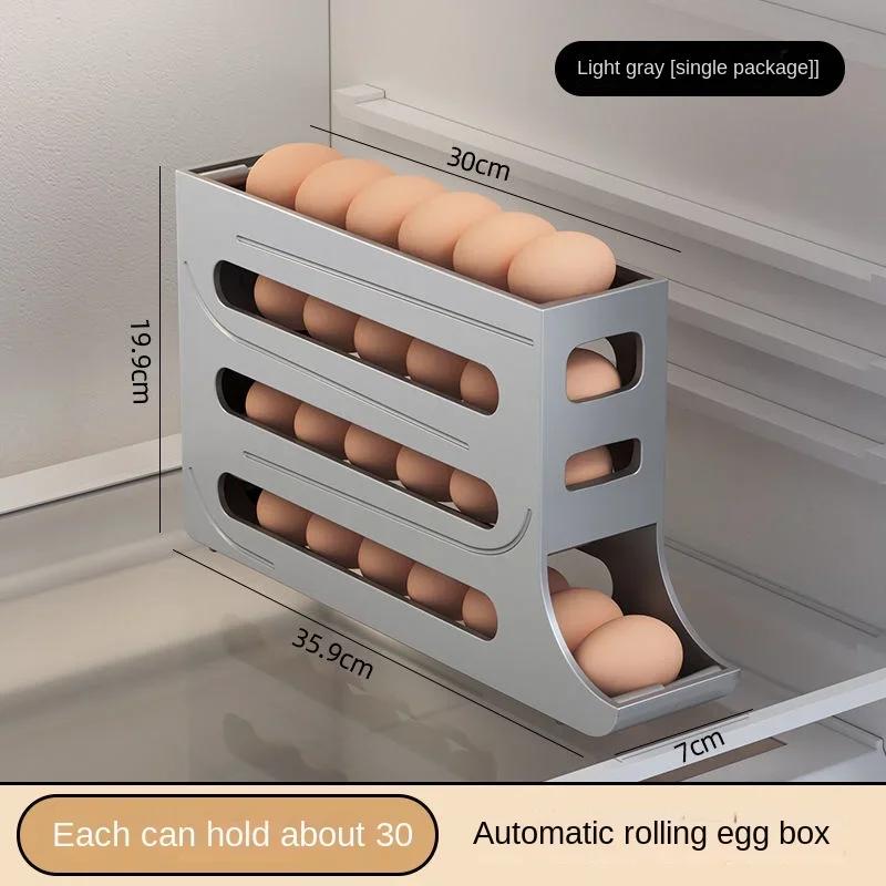 Anti Drop Egg Holders Dispenser Kitchen Refrigerator 4 Layer Auto Rolling Storage Box Plastic Egg Container Egg Rack Holder