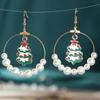 Cartoon Fun Christmas Earrings Geometric Ear Rings Christmas Tree Elk Pearl Earrings