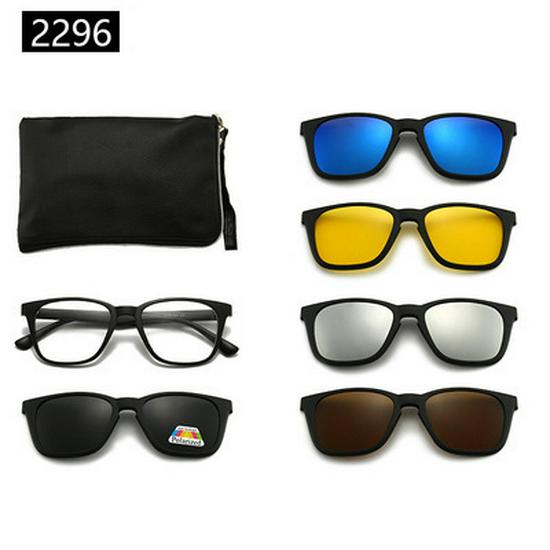 Cross-border TR90 Sunglasses Set: 1 Frame, 5 Polarized Lenses, Unisex, Trendy Driving with Pouch