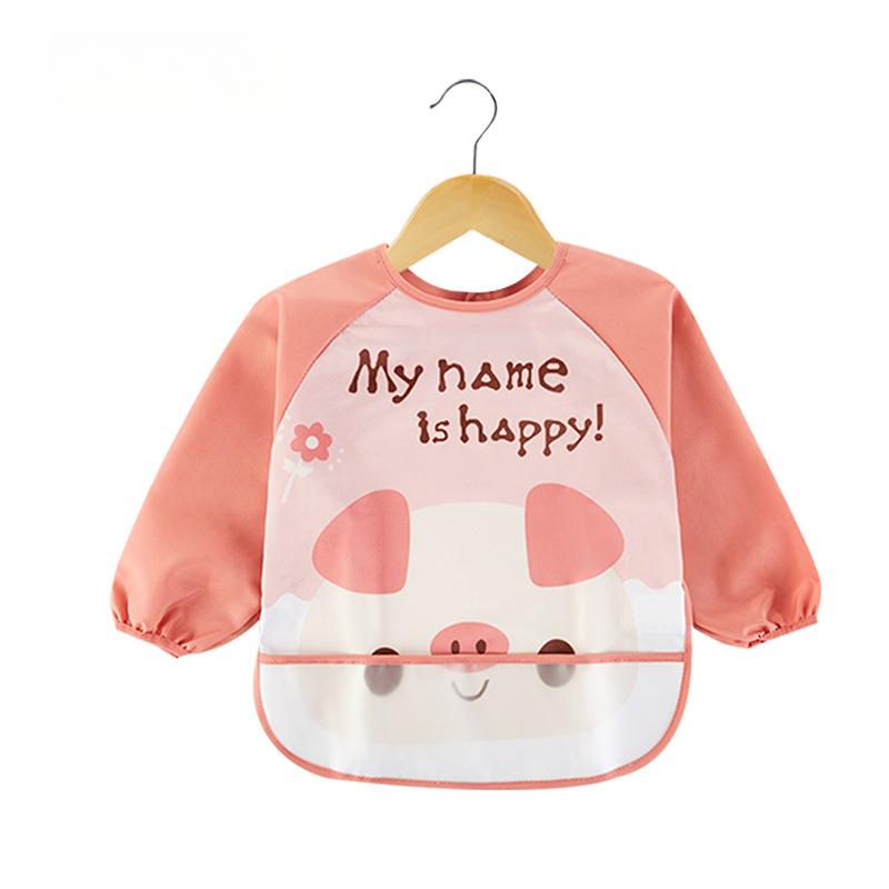 

Детский обеденный комбинезон, летний тонкий детский нагрудник с рисовым карманом, водонепроницаемый, негрязный, детский, с длинными рукавами, против переодевания, маленький фартук S