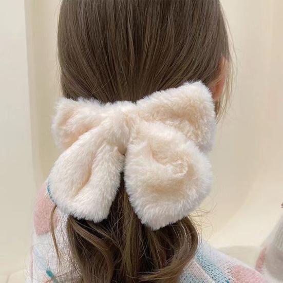 Jente hårnål mote Utsøkt håndverk Lett elegant dame plysj sløyfe Vår hårklips Styling Tool