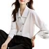 Stylish Autumn Chiffon Blouse: Women's Casual Turn-Down Collar Cardigan Shirt