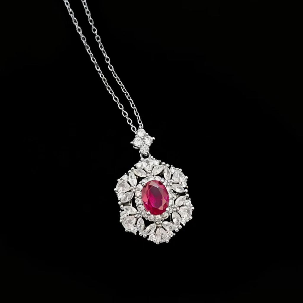 Luxury Jewelry Imitation Sri Lankan Sapphire Necklace Full Diamond High Carbon Diamond Treasure Pendant Collarbone Chain