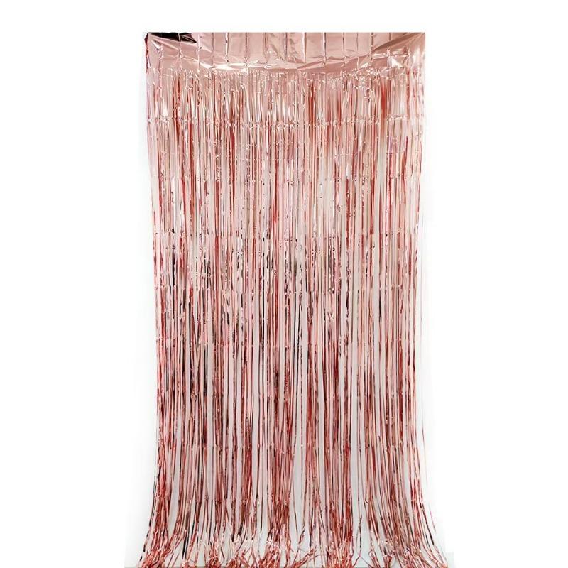 

1 шт. занавеска для вечеринки, разноцветное украшение, фольгированная бахрома, занавеска для дождя, свадебная сцена, день рождения, вечеринка, рождественское украшение 1PC розовый