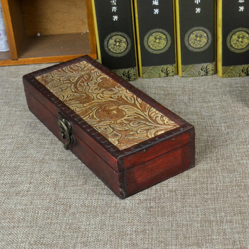 1Pc Retro Antique Pen Box Desktop Storage Organizer for Jewelry Office Supplies and Miscellaneous Items