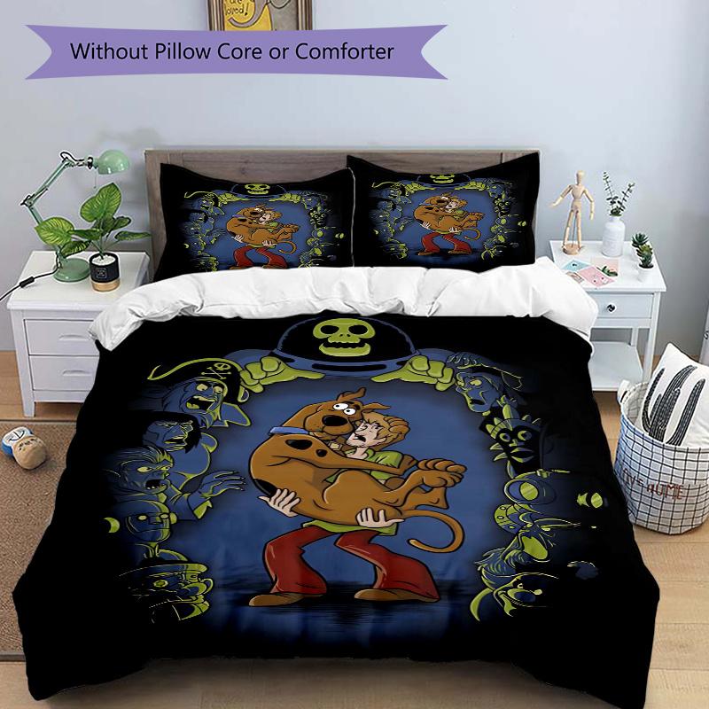 

3pcs Scooby Doo The Mystery Begins Printed Quilt Set - Includes 1 Quilt Cover and 2 Pillowcases, Machine Washable - Suitable for All Seasons.H079 135x200cm