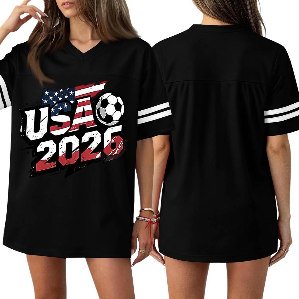 Short Sleeve Blouses for Women USA 2026 Graphic Womens Short Sleeve Shirts V Neck Casual Women's Short Sleeve Tops Loose Fit