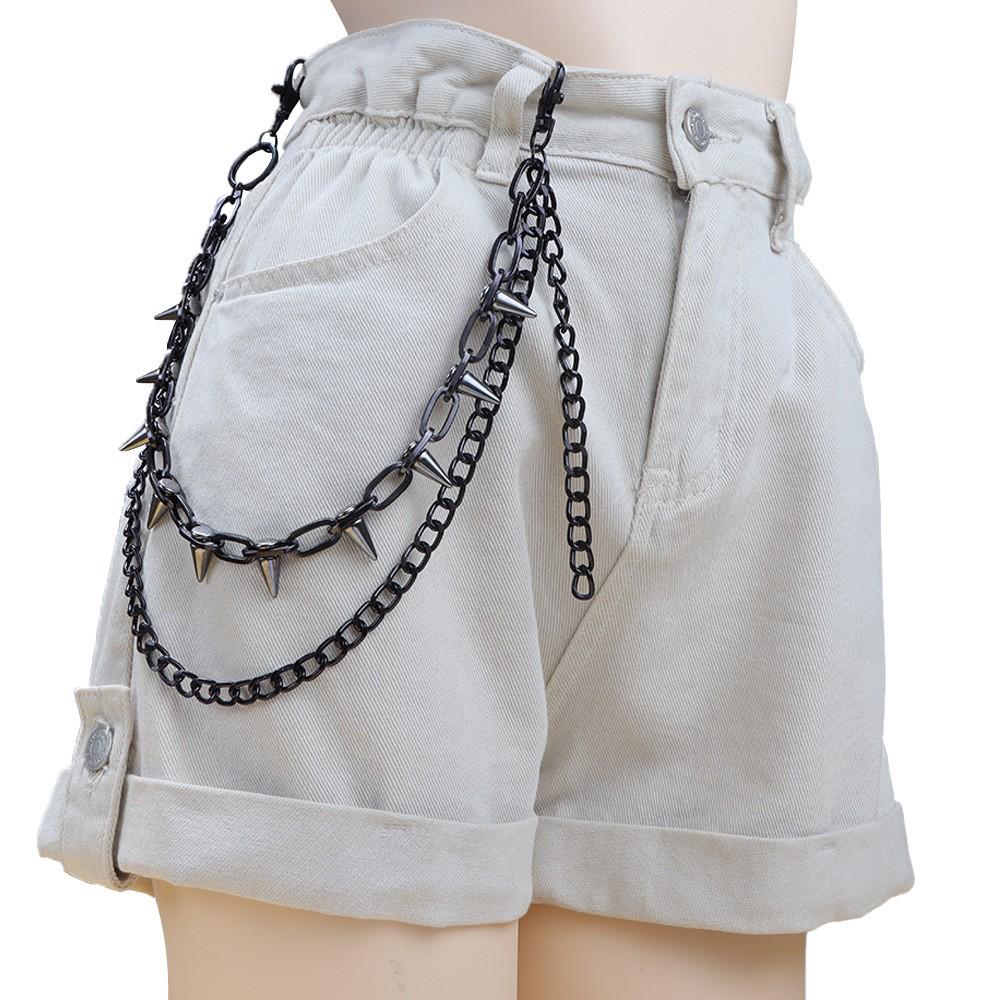 Chaîne de taille multicouche Hip Hop Punk Métal Rivet Bijou pour Performance Scénique