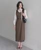 LENAV Wool V-Neck One-Piece (Brown)