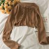 Sun Knit Cardigan for Women Tie Front Long Sleeve Sheer Mesh Beach Cover Up Ruffle Hem Thin UV Protection Sun Shirts