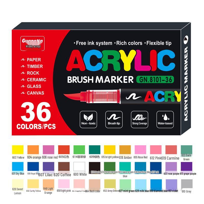 Guangna 8101 Liquid Acrylic Marker Pen Set - 168 Colors, 72 Soft Tips for Student Art, DIY, Hand Painting, and Graffiti.