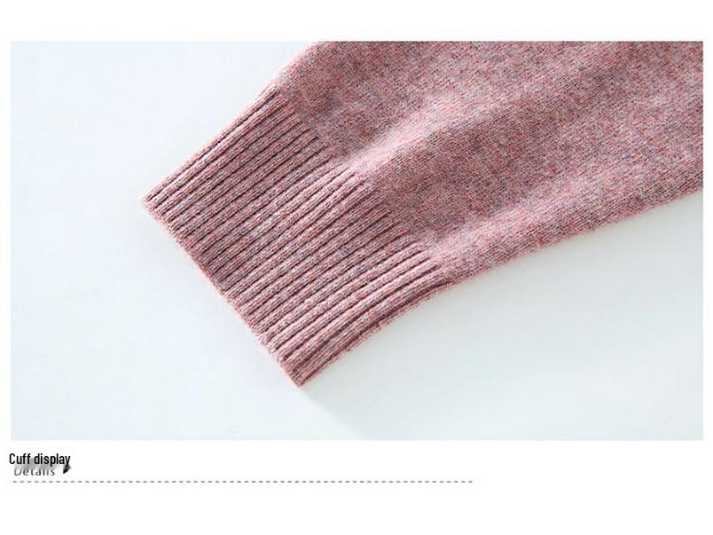 2025 New Style Mid-Neck Pure Wool Sweater with Embroidery for Middle-Aged & Elderly Women – Perfect for Autumn & Winter
