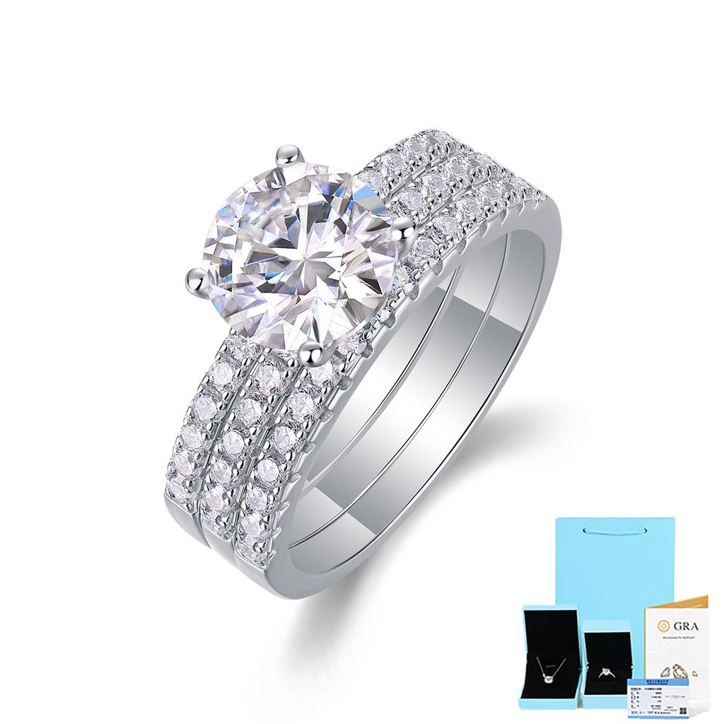 S925 Silver Ring Moissanite High Set 2 Carat Ring Panyu