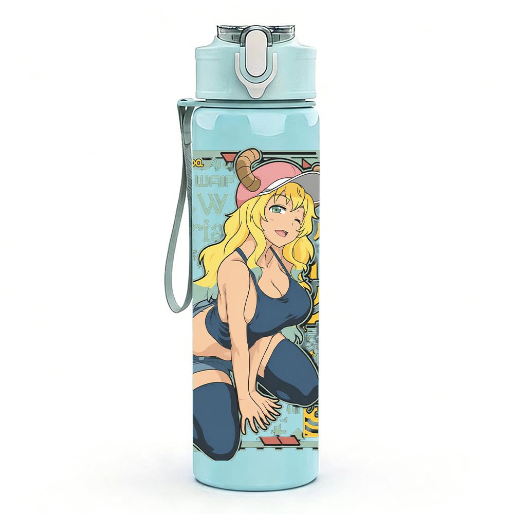 1PC Retro Blonde Pin-up Girl Colorful Print 750ml Portable Sports Water Bottle Leakproof Gym Outdoor Travel Drink Cup