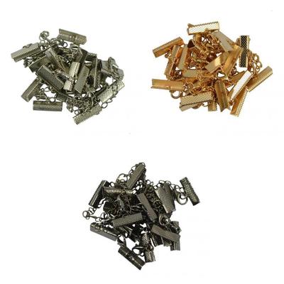 12 Pcs Necklace Cord Crimp Ends Over Clip Clamps Tips Bead Extender Metallic