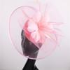 Boutique Banquet Mesh Top Hat Hemp Headdress Bridal Wedding Dress Mesh Red With Black Feathers