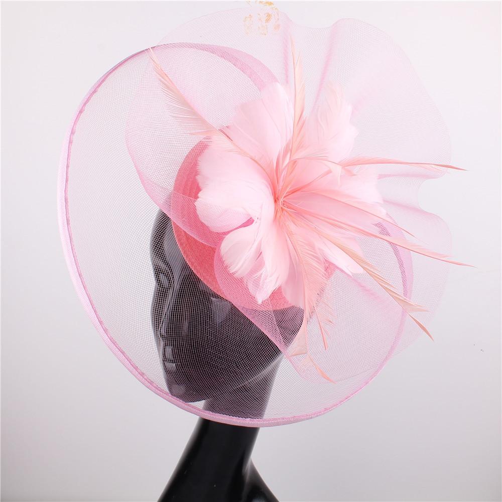 Boutique Banquet Mesh Top Hat Hemp Headdress Bridal Wedding Dress Mesh Red With Black Feathers