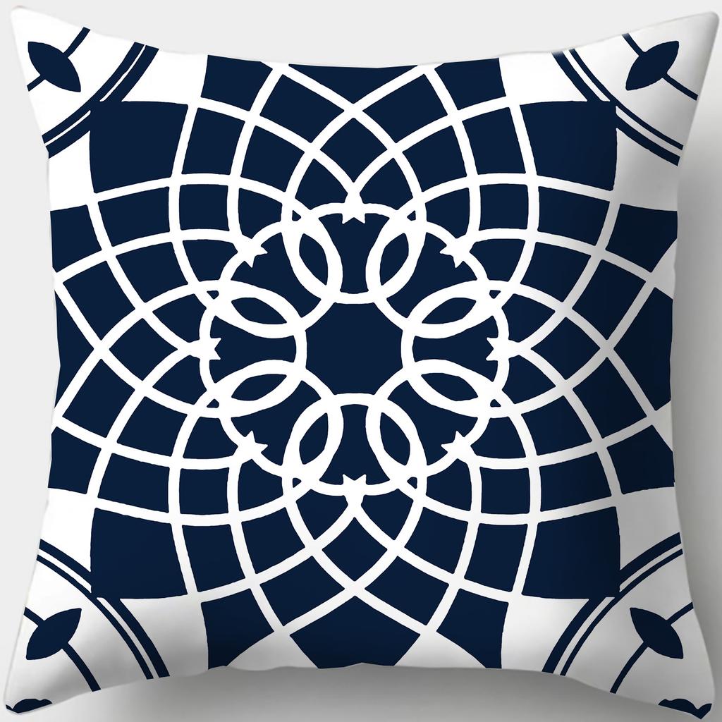 Home Decor Stylish Blue and White Patterned Pillow Covers Pattern Cushion Cover Suitable for Sofa Bedroom Car Pillow Cover