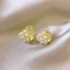 1 Pair Retro Style Earrings Imitation Pearl Honeycomb Shape Earrings Lightweight Comfortable Mini Earrings Jewelry Gift