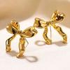 Vintage Metal Bowknot Earrings For Women Sweet Elegant Gold Color Women's Stud Earring Party Beautiful Jewelry Holiday Gifts