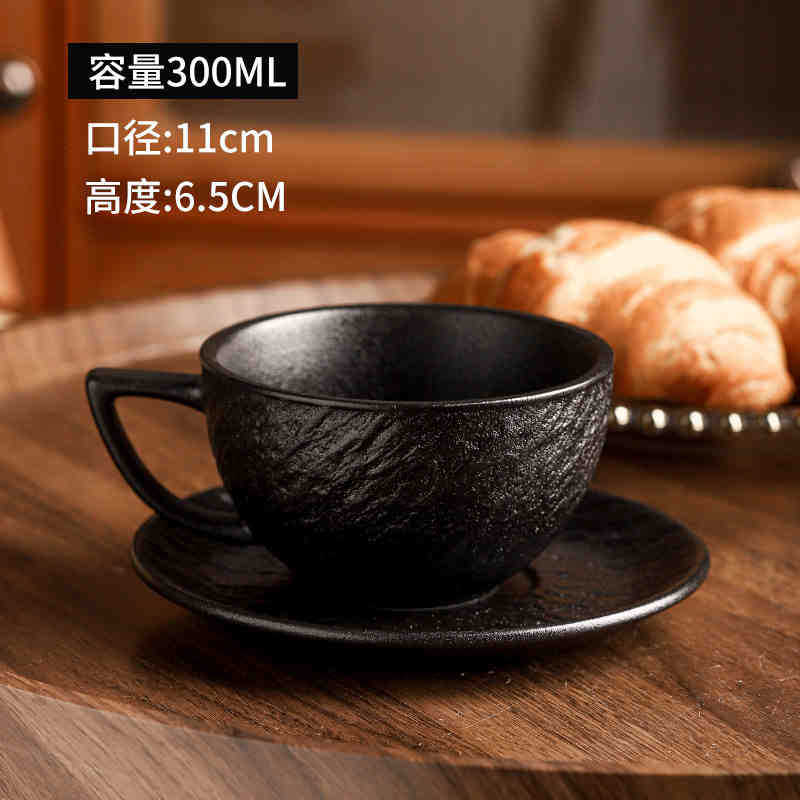 European Marble Pattern Ceramic Coffee Mug and Saucer Black and White Latte Cup Exquisite Afternoon Tea Flower Tea Cup Milk Mug