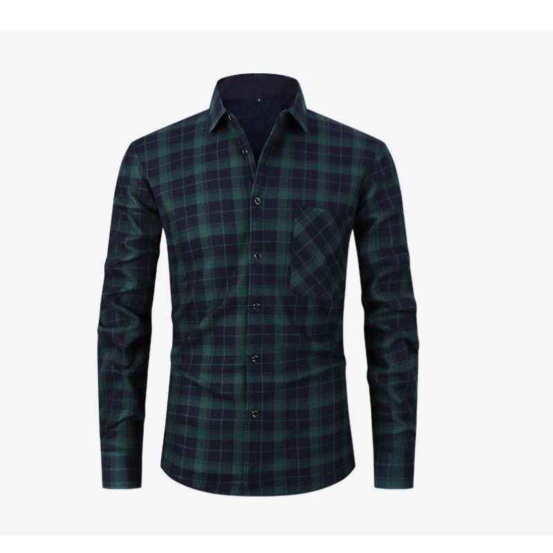 Camisa de Cuadros Casual para Hombre Otoño Invierno con Forro Polar Camisa Cálida Gruesa de Manga Larga Camisa Polar