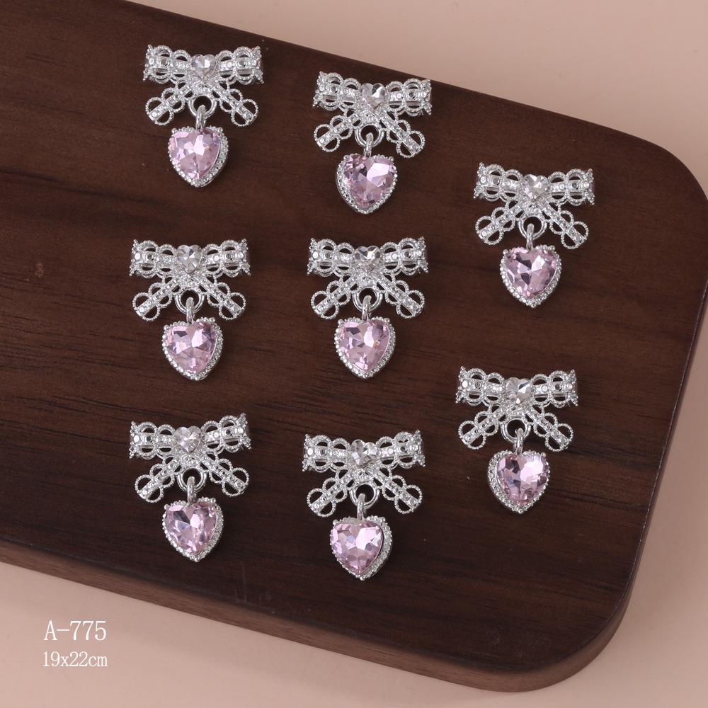 Luxury Sweet Lace Bow & Heart Pendant Nail Art Decoration