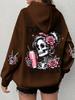 Skull Letter Printed Hoodie Casual Hoodie, Women's Autumn and Winter Fashionable Casual Hoodie