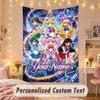 Custom Personalized Tapestry,Sailor Moon Print Custom Name Text Wall Art Hanging for Bedroom