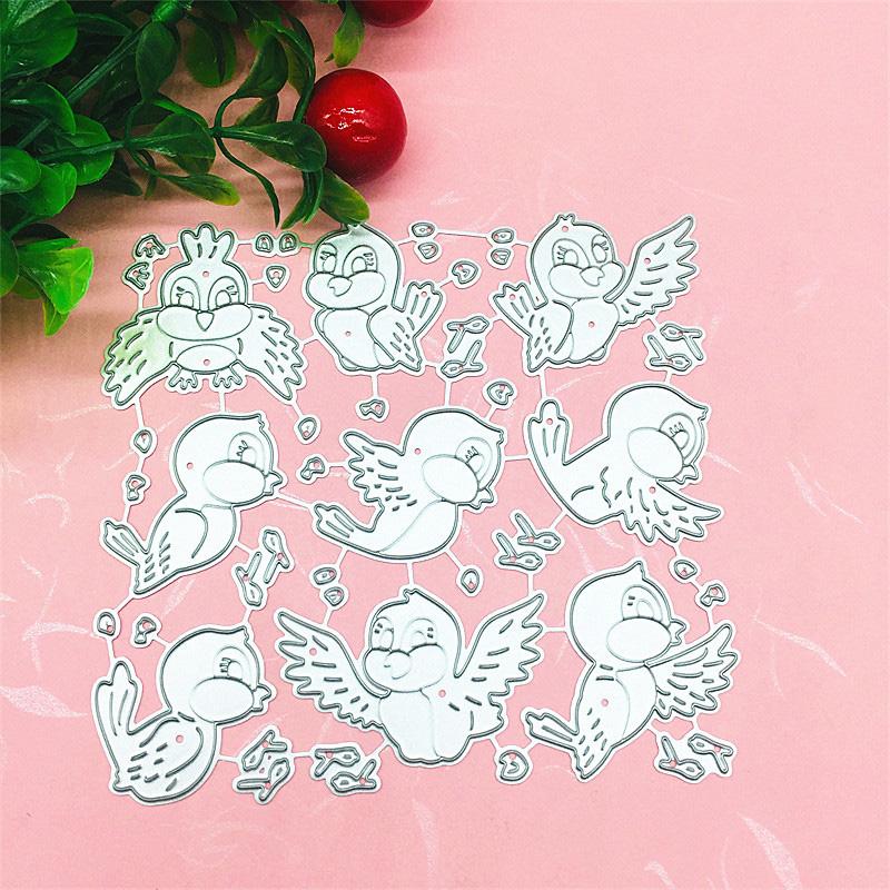 Devět mluvících ptáků Styl designu Kovová vyřezávací šablona pro kutily Scrapbooking Album Foto embosovací papír Karta Craft Decor