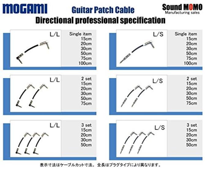 Sound MOMO Guitar Patch Cable P3LL [MOGAMI 2524] Black, 15cm