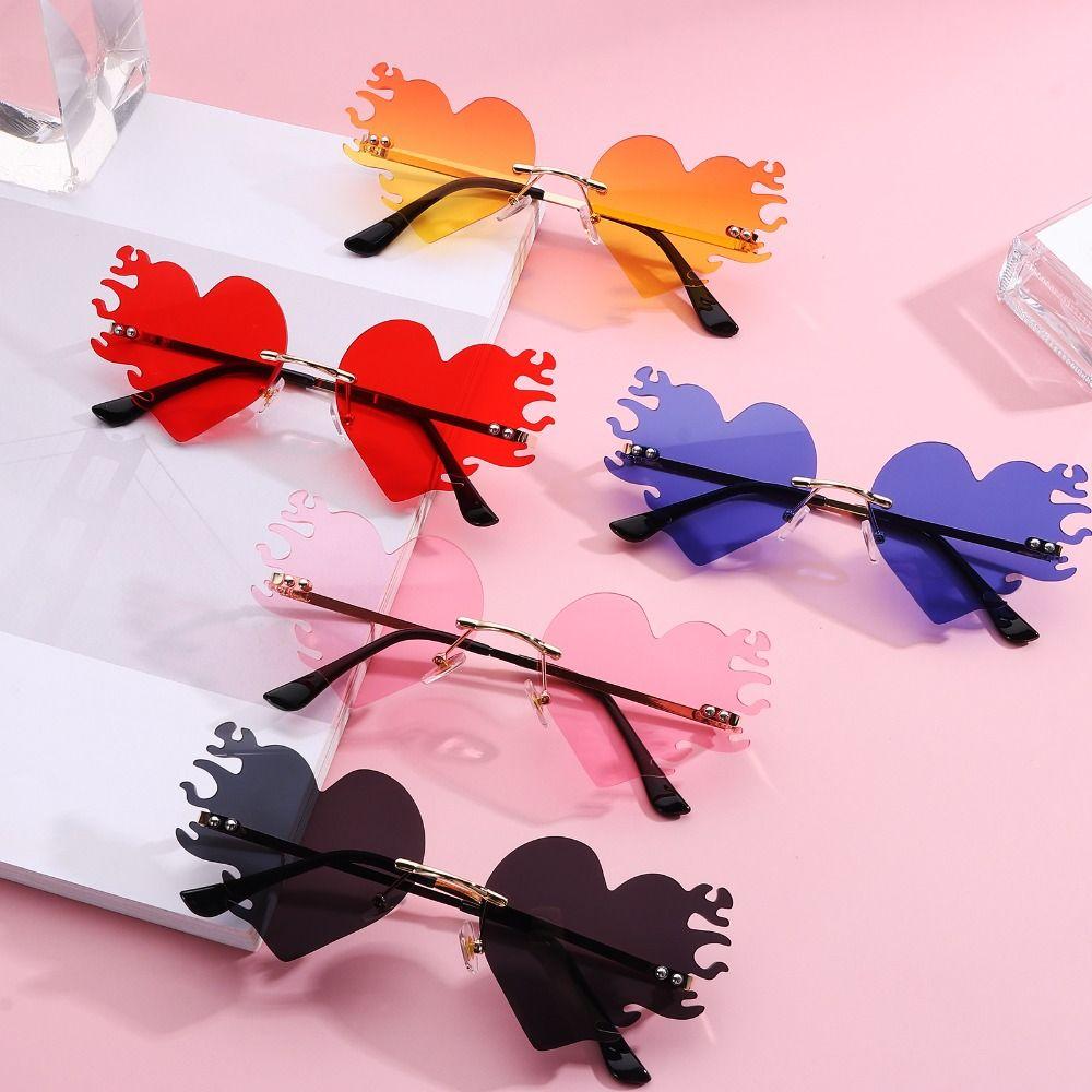 UV400 Protection Fire Heart Shaped Sunglasses Halloween Glasses  for Women & Men