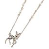 CHANEL G26C Rhinestone CC Logos Pearl Bambi Necklace Light goldUsed