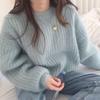 Loose Round Neck Knitted Sweater for Women Solid Color Base Sweater for Autumn and Winter