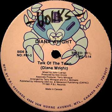 

12inch Record DIANA WRIGHT Talk Of The Town PBI3 P.B.I. Records 1981 Canada SoulFunk Used