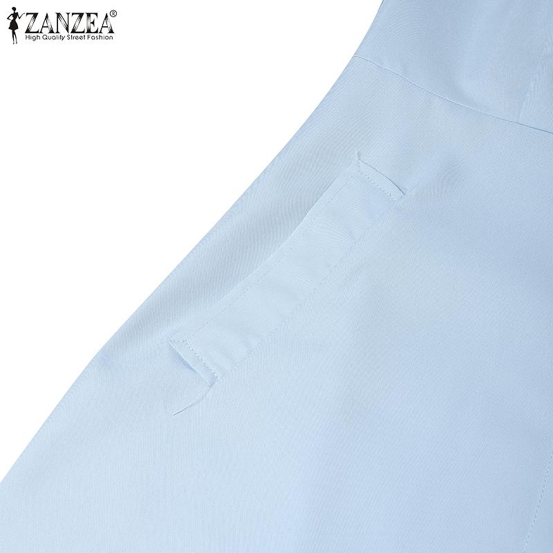 ZANZEA Rochie lejeră cu mânecă scurtă, cu guler răsturnat