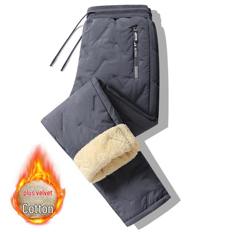 

Мужские зимние брюки из овчины и хлопка: Плотные, модные, повседневные, большого размера, прямого кроя, спортивные брюки на молнии 5XL