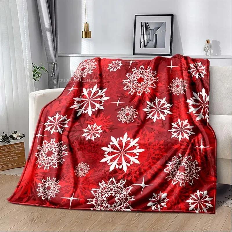 1pc Red Christmas Blanket Snowflake Print Warm Smooth Flannel Blanket for Living Room Bedroom New Year Christmas Gift Home Decor 75x100cm