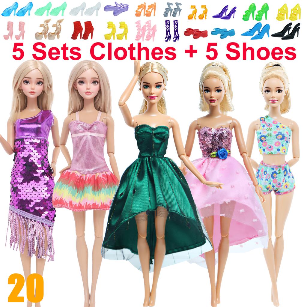 10 Stück/Set Mode-Outfits Ba Puppe Bie Hemd Hose Kleid Schuhe 11,5 Zoll Puppenkleidung Puppenhaus 11,8" 30cm 1/6 Puppenzubehör