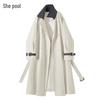 Women's 2025 Autumn Color Block Mid-Length Trench Coat