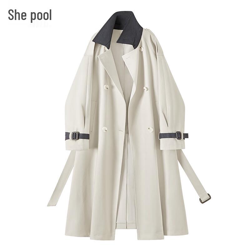 

Женский осенний тренч средней длины с цветными блоками, 2025 XL