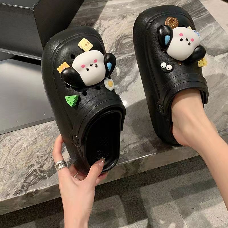 Summer new cute cartoon puppy hole shoes platform bag head slippers women's summer 2025 outer hole shoes