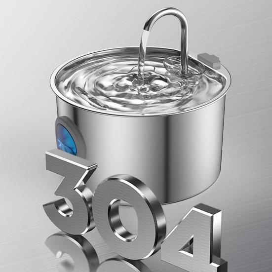3.2L Dog Water Fountain Stainless Steel Quiet Pet Fountain with Quadruple Filtration Splash-Free Purification Fountain with Visual Water Level