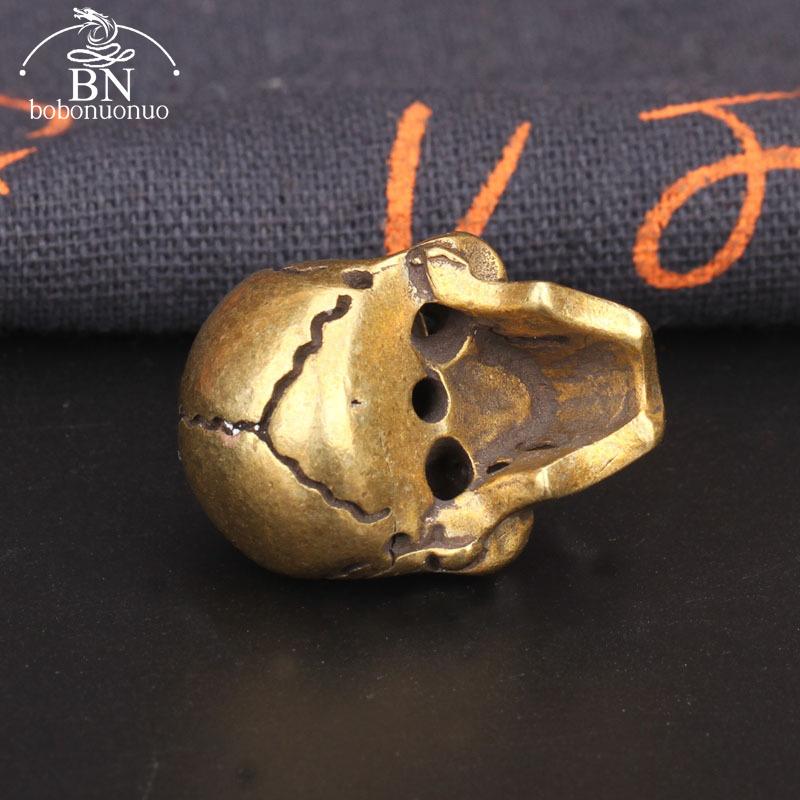 Solid Heavy Brass Skull Head Figurines Table Furniture Ornament Decorations Copper Punk Hip Hop Home Use Decors Accessories Bronze Miniatures