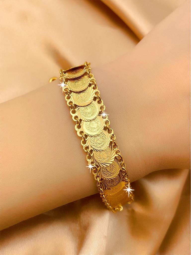 24K Gold Coin Bracelet: Luxury Women's Jewelry for Parties and Gifts, Inspired by Dubai Style