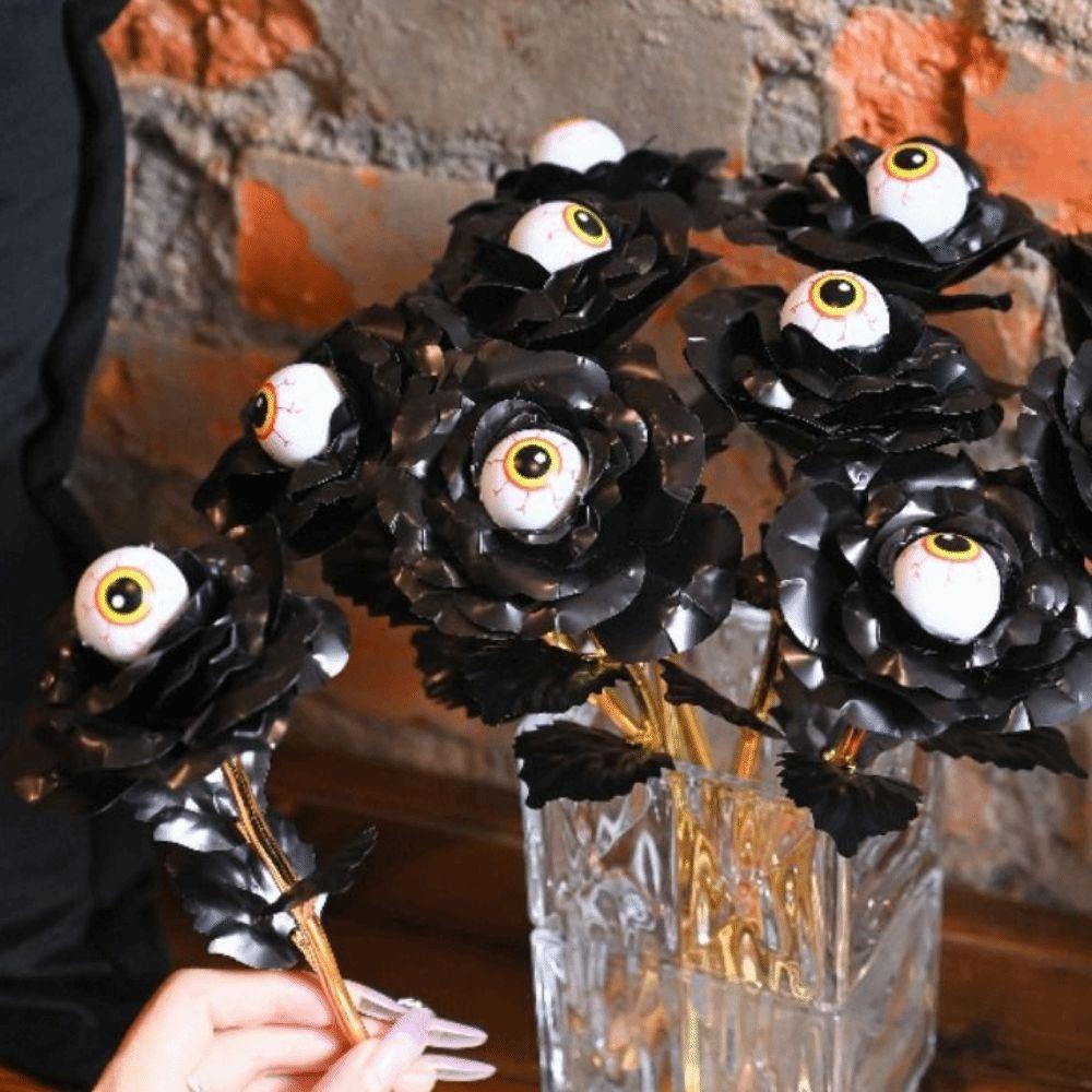 10Pcs Artificial Simulation Black Flower Gothic Fake Flower Bouquet  Home Decoration