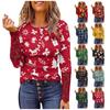 T-shirt da donna con stampa ampia, casual, a maniche corte, comoda, a maniche corte, con scollo a O, Top natalizio