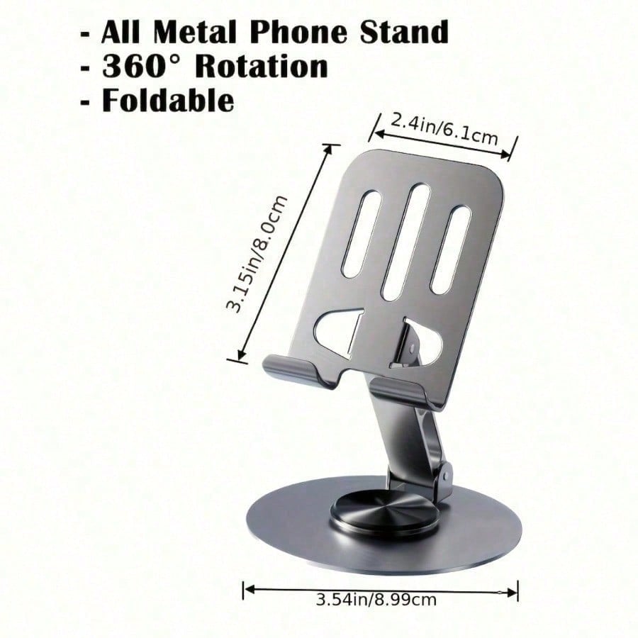 All-Metal 360-Degree Rotating Pressure-Reducing Universal Stand, Suitable For Mobile Phones And Tablets - Suitable