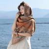 The photo is so beautiful~ Red travel scarf Qinghai Xizang desert ethnic style imitation cashmere thermal shawl women's cape