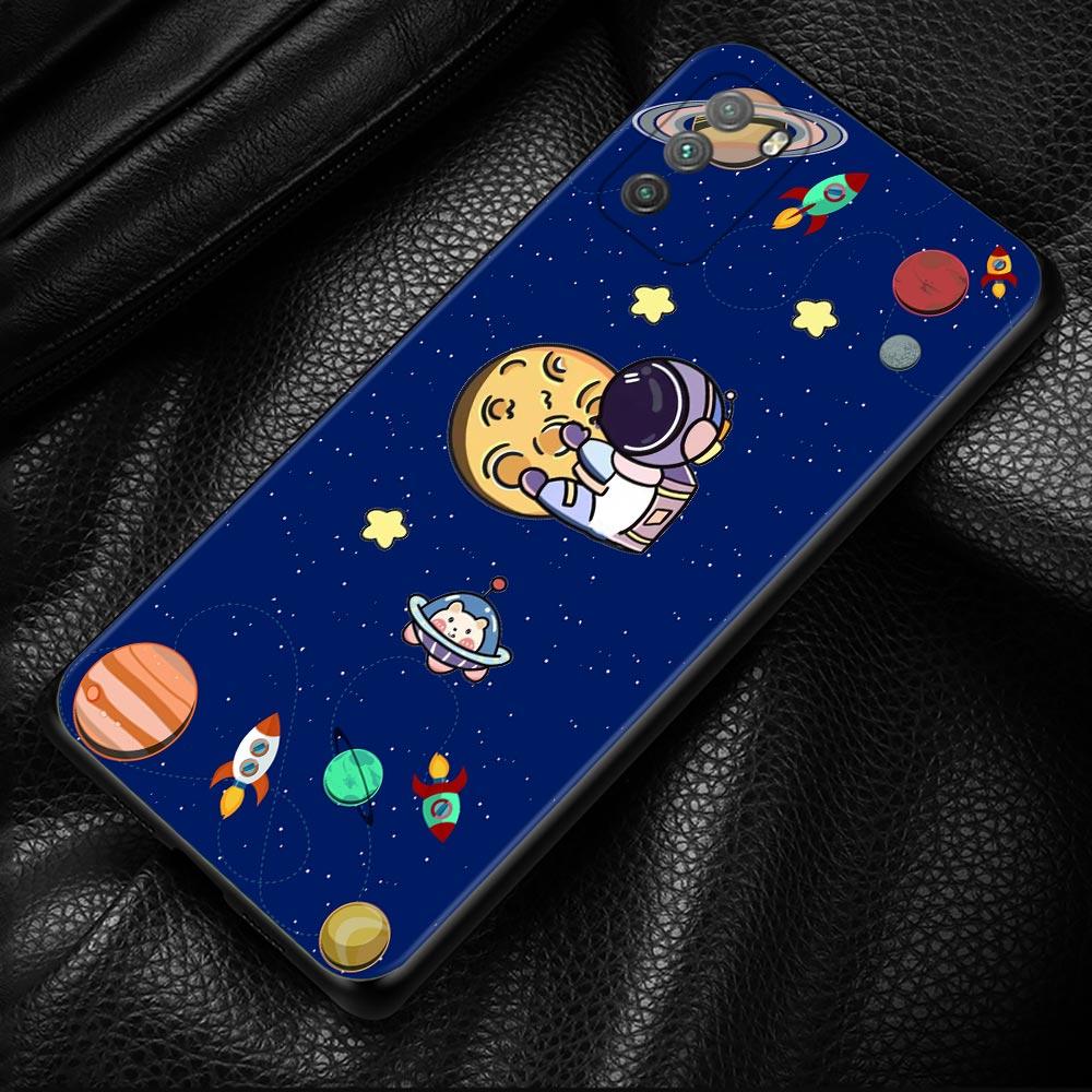 Cute Star Planet Astronaut Case For Xiaomi POCO X3 M3 Pro X3 NFC X3 F3 GT F1 Cover for Mi Civi 11T 10T Pro 9T 11 Note 10 Lite